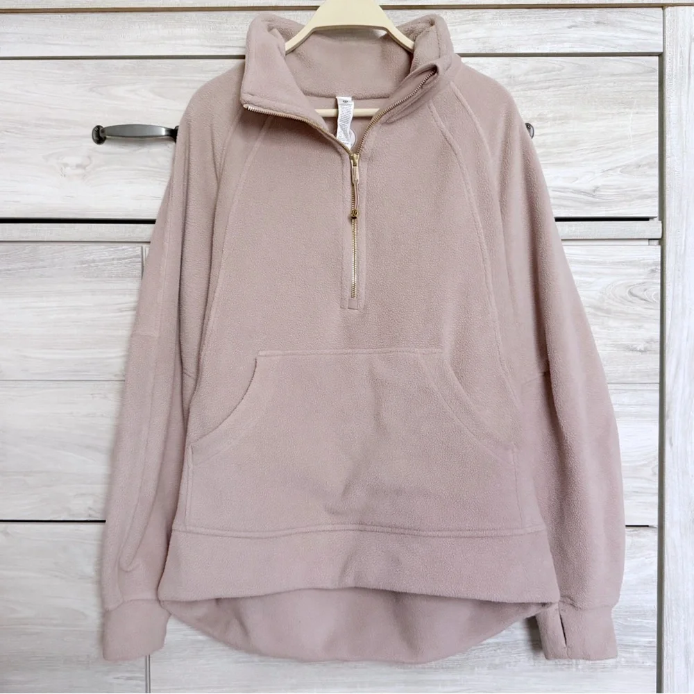 Lululemon Oversized Scuba Tumbled Fleece Funnel-Neck Half Zip Size M/L Pink - Picture 10 of 10